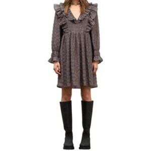 Moon River Womens Dress Prairie Long Sleeve Ruffle Mini Small